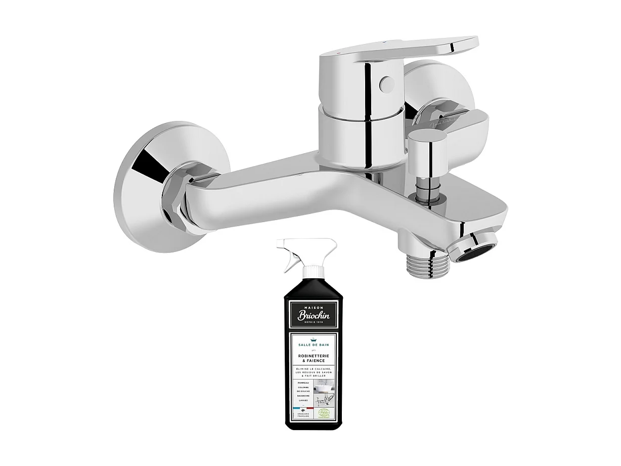 Mitigeur bain douche JACOB DELAFON mural Aimé Chrome + nettoyant