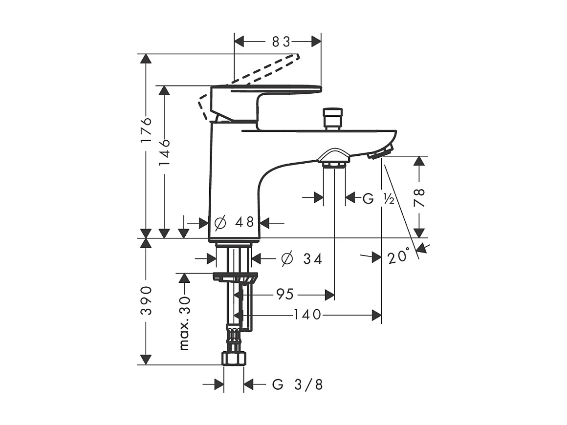 Mitigeur baignoire mécanique HANSGROHE Vernis Blend C2 chromé