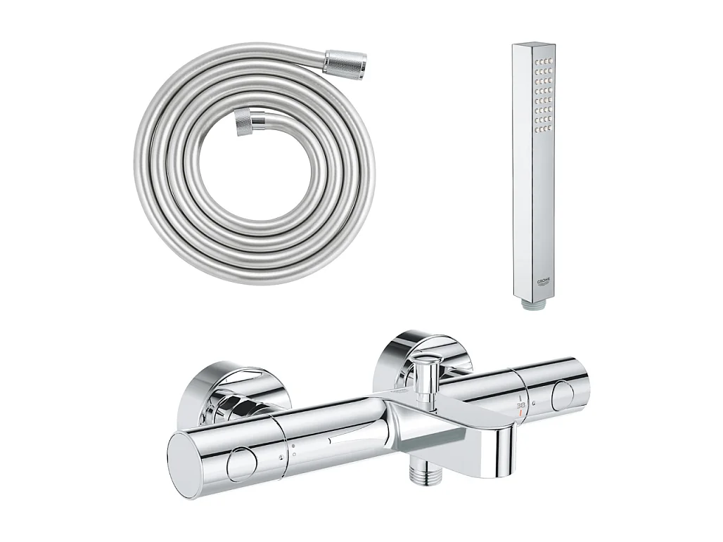 GROHE Mitigeur bain douche Precision Get avec douchette 1jet Vitalio Joy Cube et flexible 200cm