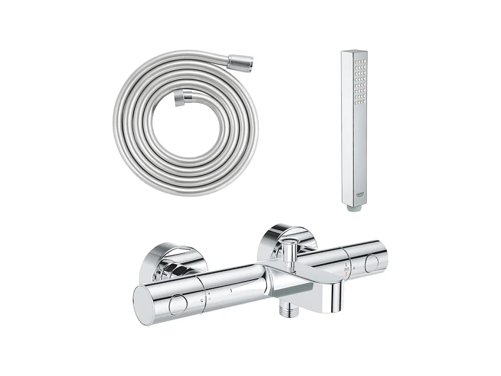GROHE Mitigeur bain douche Precision Get avec douchette 1jet Vitalio Joy Cube et flexible 200cm