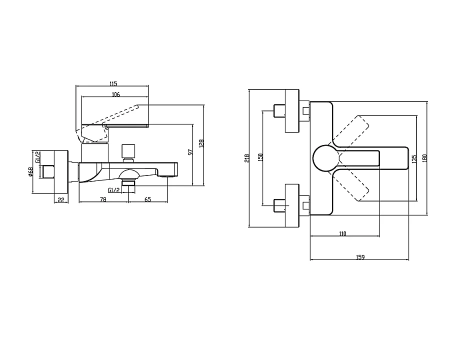 Mitigeur bain douche mécanique VILLEROY ET BOCH Architectura chrome