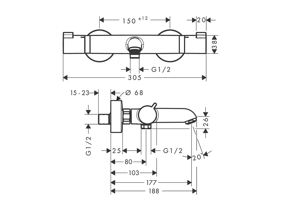 HANSGROHE Ecostat Comfort mezclador termostático para baño y ducha cromo