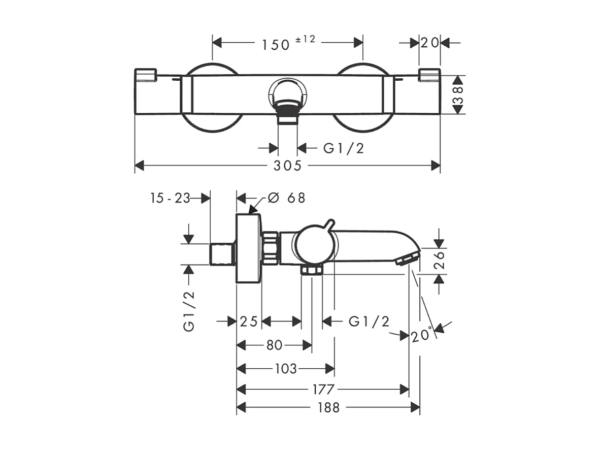 Mitigeur bain douche thermostatique HANSGROHE Ecostat Comfort chromé