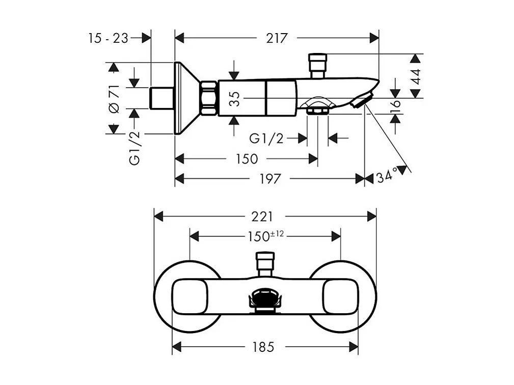 Mélangeur bain douche HANSGROHE Logis