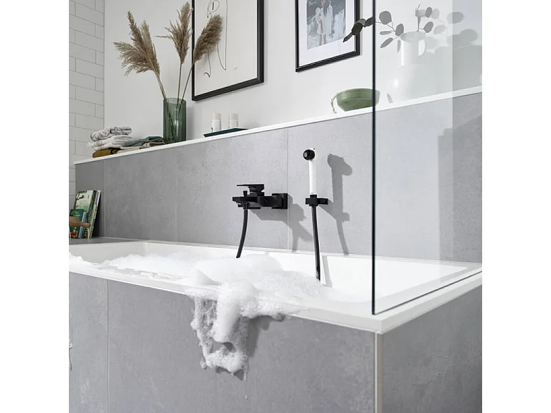 Mitigeur bain douche Ecostat E HANSGROHE + pommeau Jocolino zebre + flexible Isiflex 160 cm