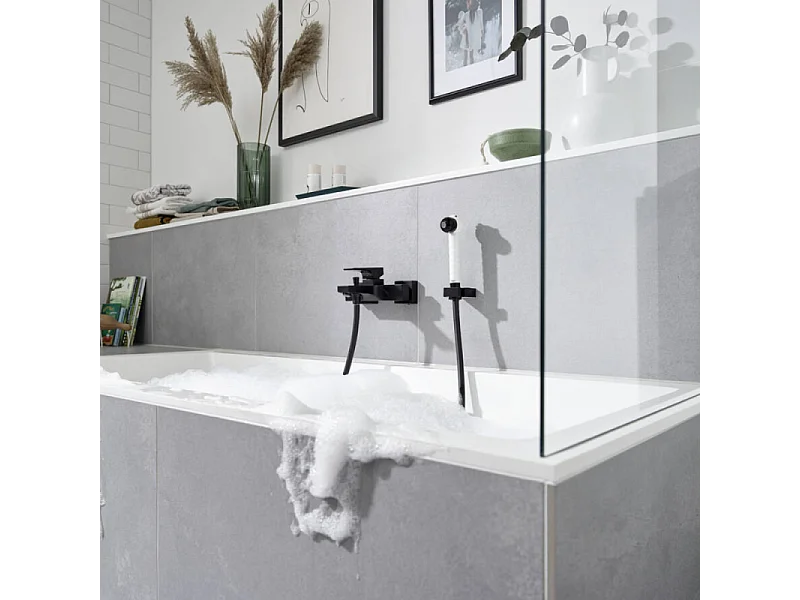 Mitigeur bain douche Ecostat E HANSGROHE + pommeau Jocolino zebre + flexible Isiflex 160 cm