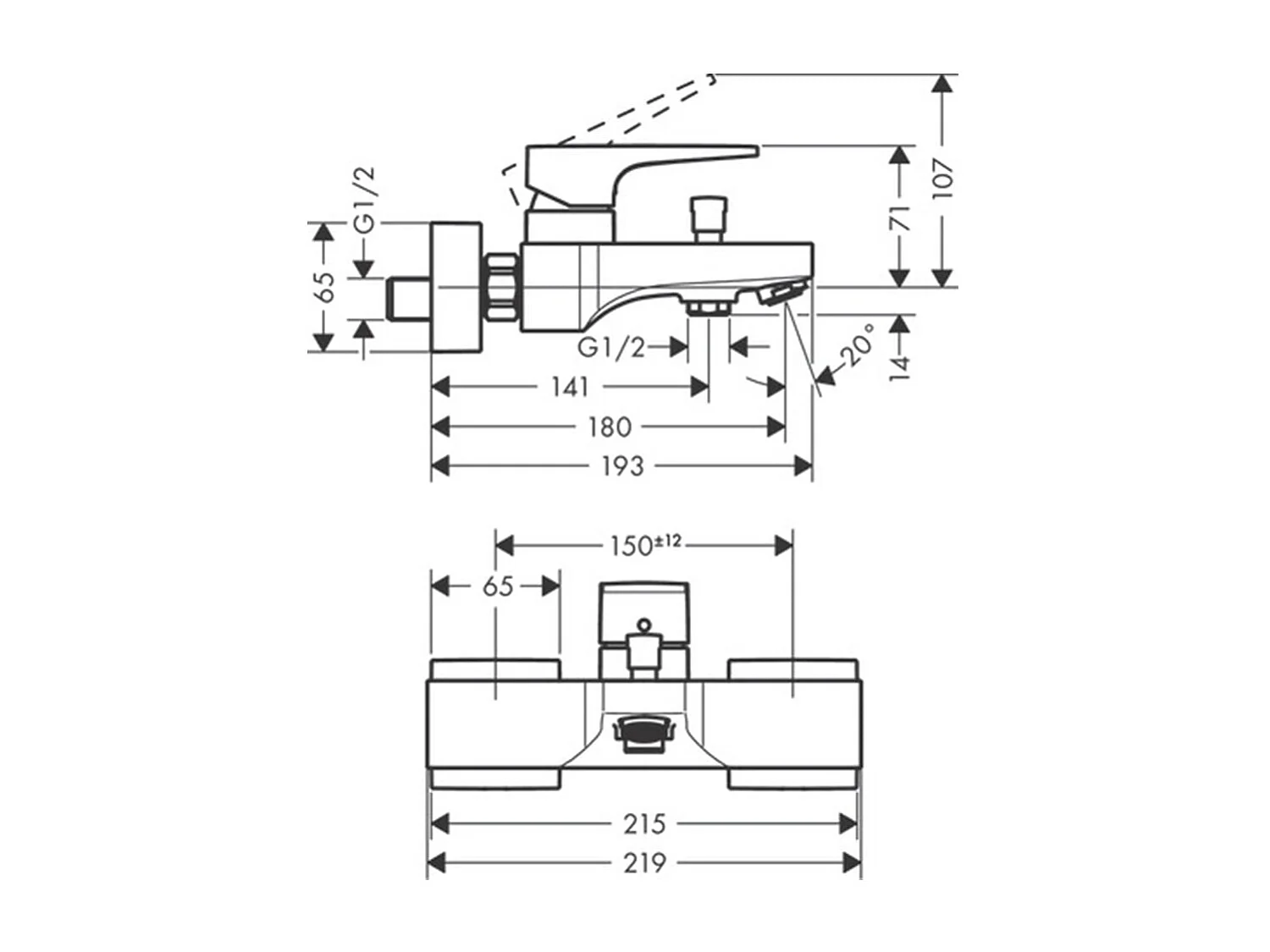 Mitigeur bain douche mécanique HANSGROHE Metropol noir chromé brossé