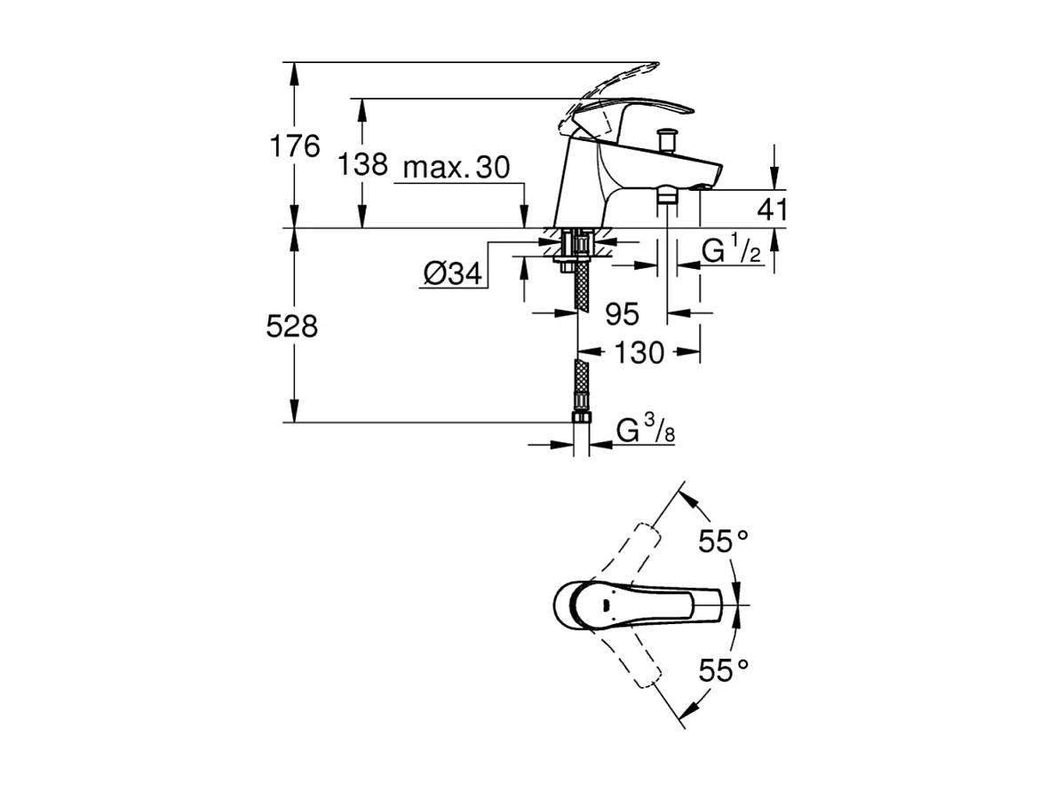 Mitigeur bain douche GROHE Eurosmart