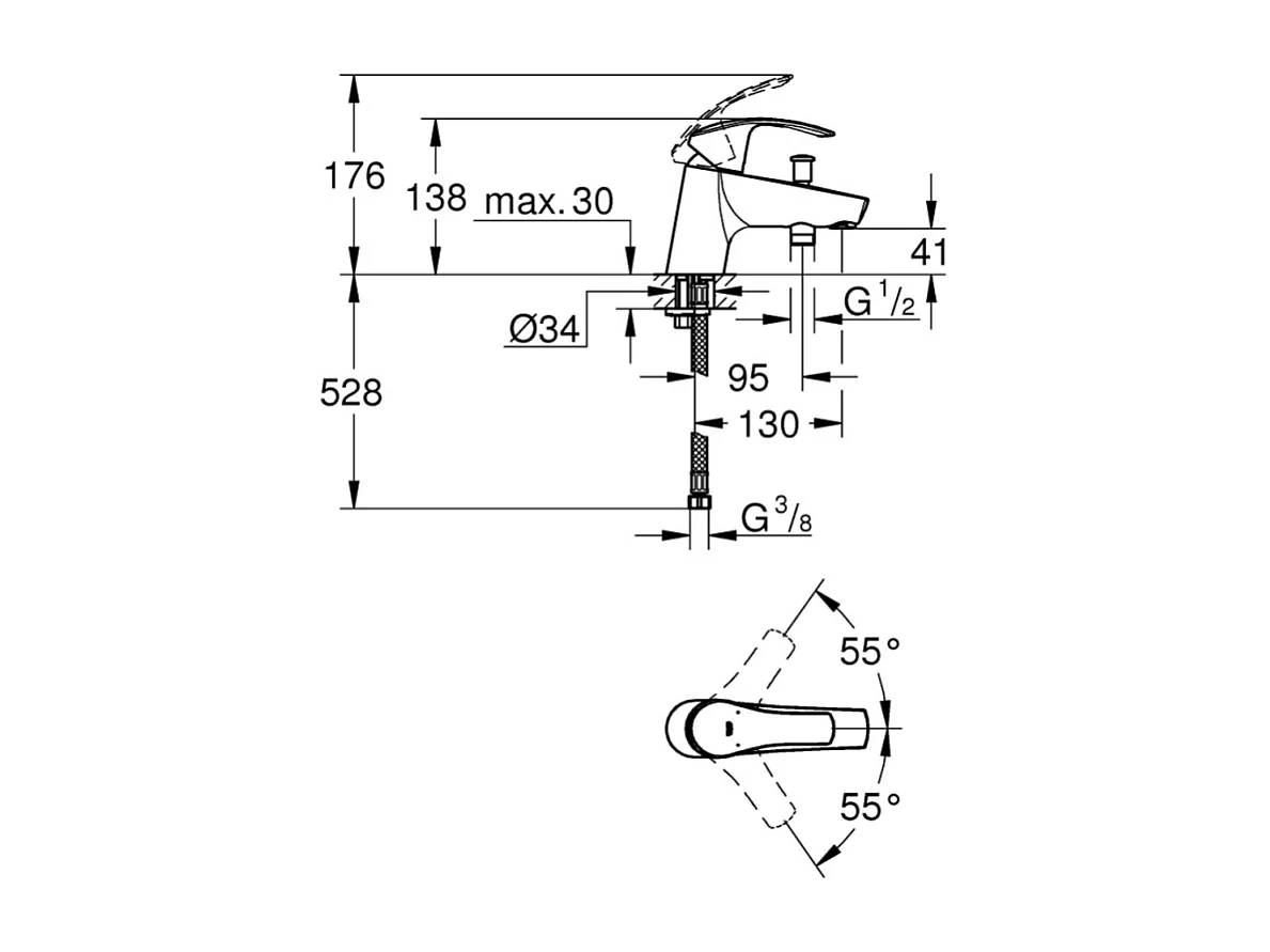 Mitigeur bain douche GROHE Eurosmart
