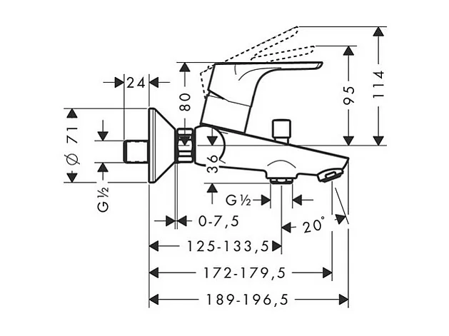 Mitigeur baignoire mécanique HANSGROHE Focus C2 chromé