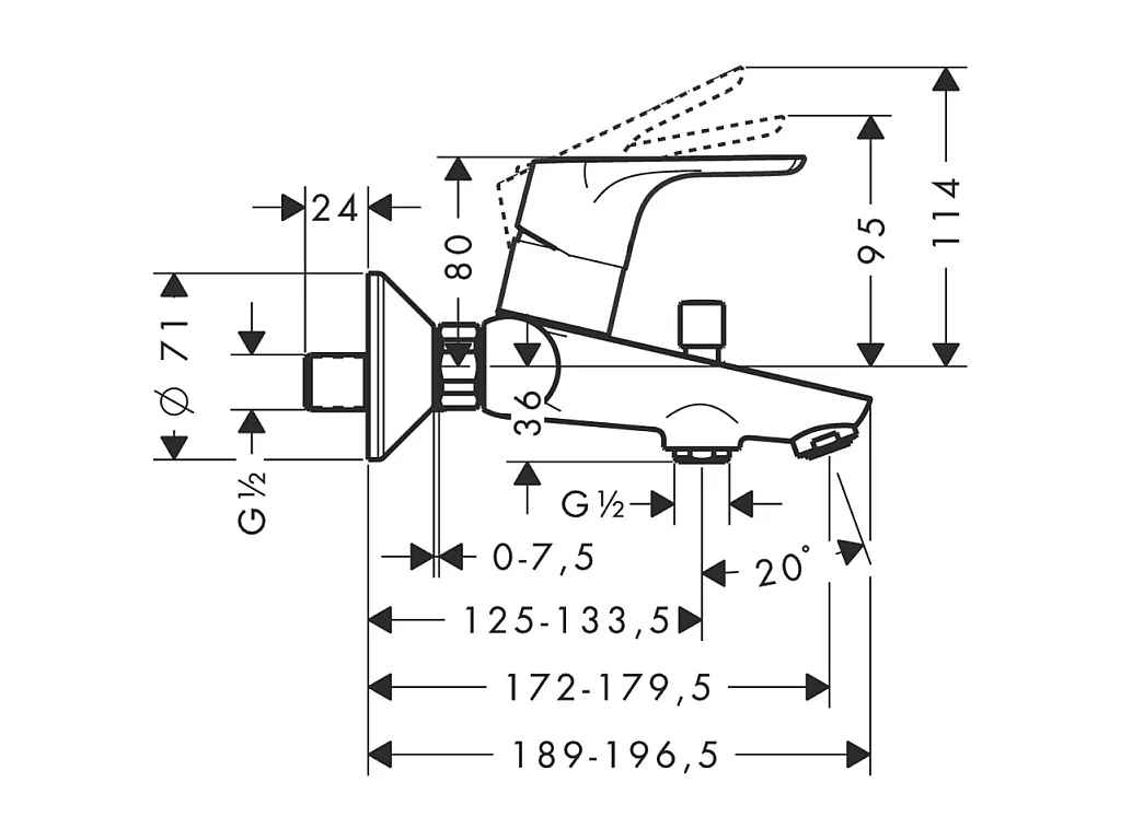 Mitigeur baignoire mécanique HANSGROHE Focus C2 chromé
