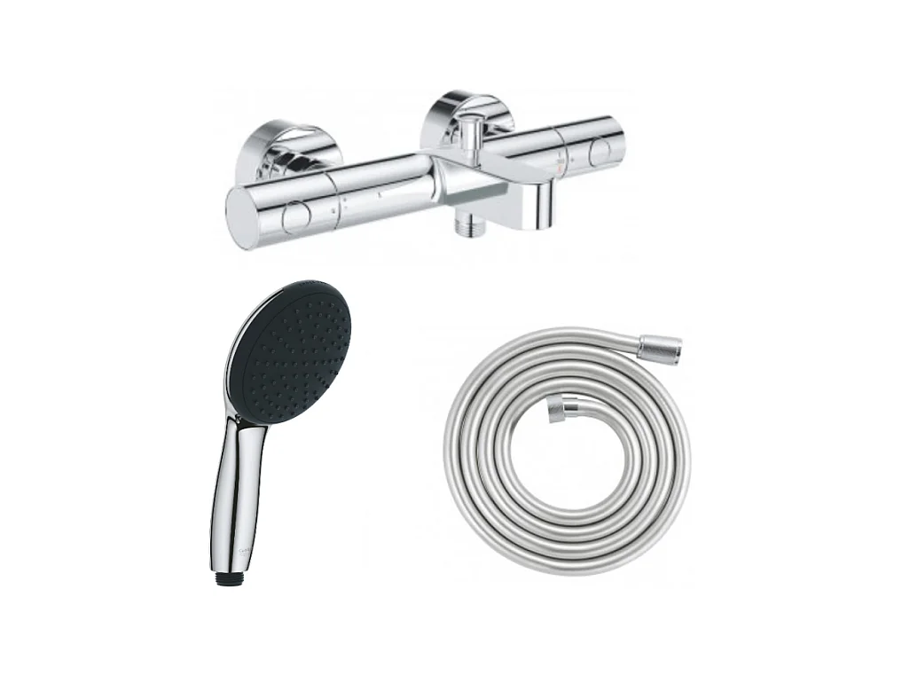 Pack mitigeur bain douche thermostatique GROHE Precision Get +  Douchette GROHE Vitalio Start 100 + Flexible 2000