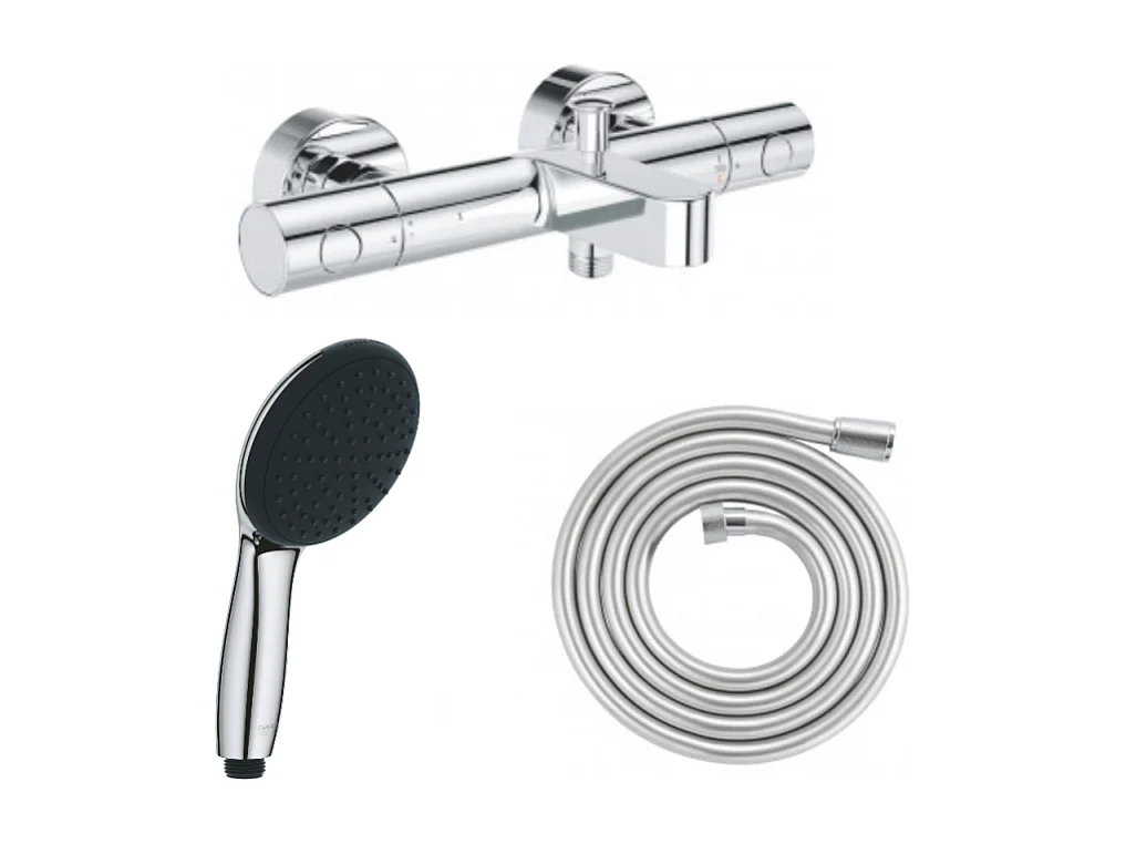 Pack mitigeur bain douche thermostatique GROHE Precision Get +  Douchette GROHE Vitalio Start 100 + Flexible 2000