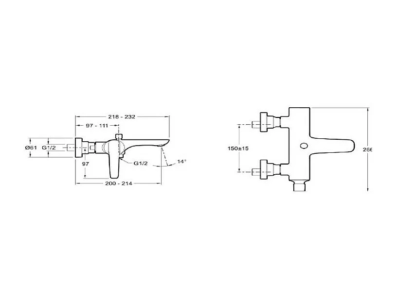 Robinet bain douche mural JACOB DELAFON Aleo+