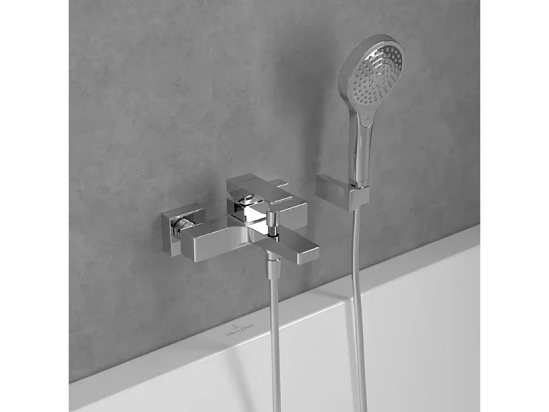 Mitigeur bain douche mécanique VILLEROY ET BOCH Architectura Square Chrome