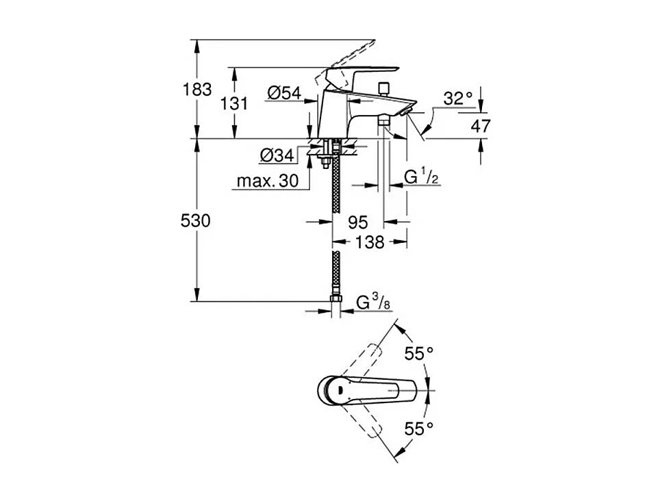 Mitigeur bain douche mécanique GROHE Quickfix Start 2021 + microfibre