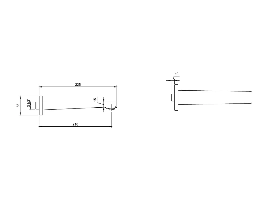 Bec de baignoire VILLEROY ET BOCH  Architectura Square montage mural Noir mat