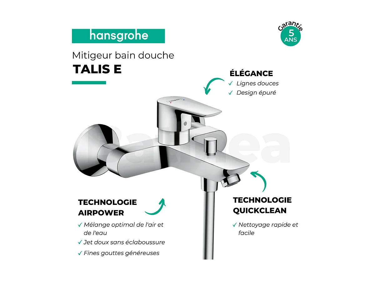 Mitigeur bain douche mécanique HANSGROHE Talis E chromé