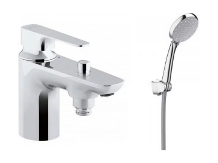 Jacob Delafon - Ensemble Mitigeur Bain Douche mécanique sur gorge monotrou Aleo + avec douchette et flexible Awaken