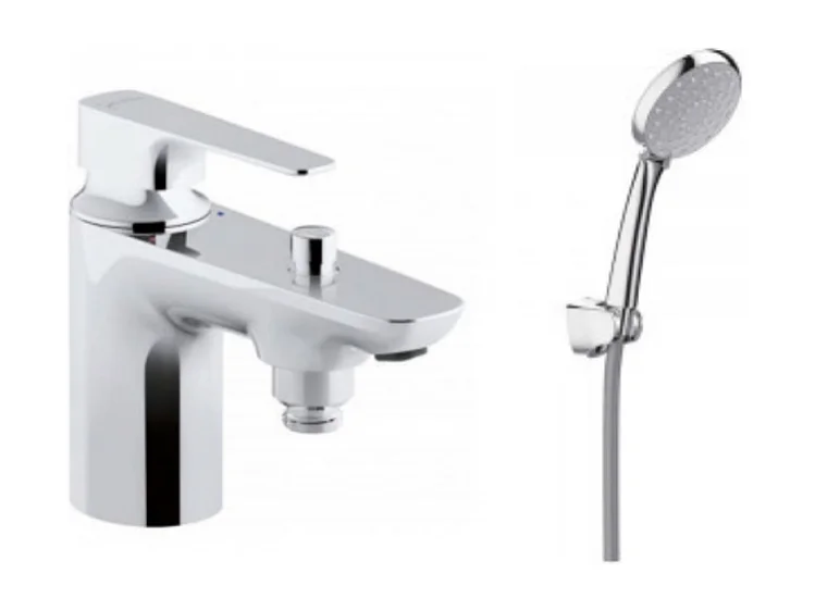 Jacob Delafon - Ensemble Mitigeur Bain Douche mécanique sur gorge monotrou Aleo + avec douchette et flexible Awaken