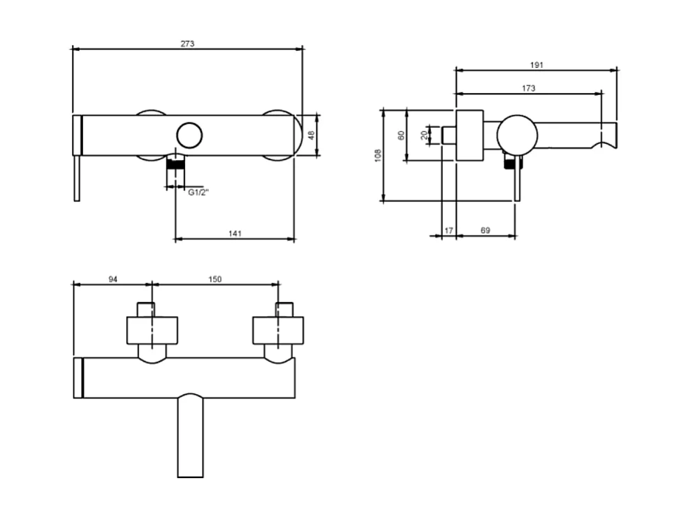 Mitigeur bain douche mécanique VILLEROY ET BOCH Loop & Friends Chrome
