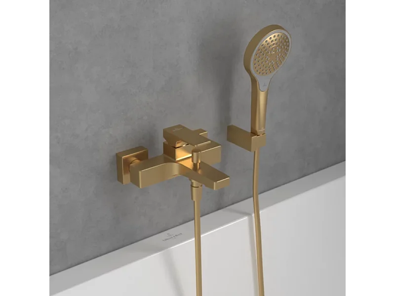 Mitigeur bain douche mécanique VILLEROY ET BOCH Architectura Square Or brossé