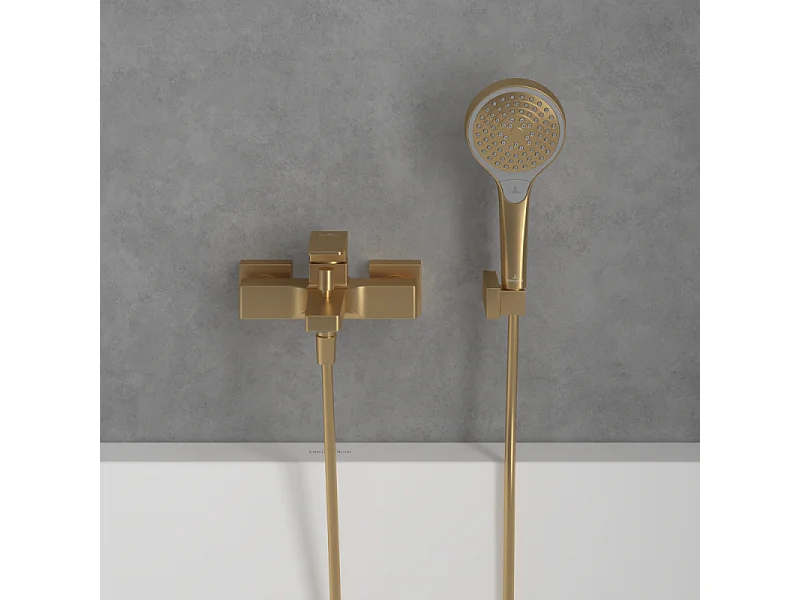 Mitigeur bain douche mécanique VILLEROY ET BOCH Architectura Square Or brossé