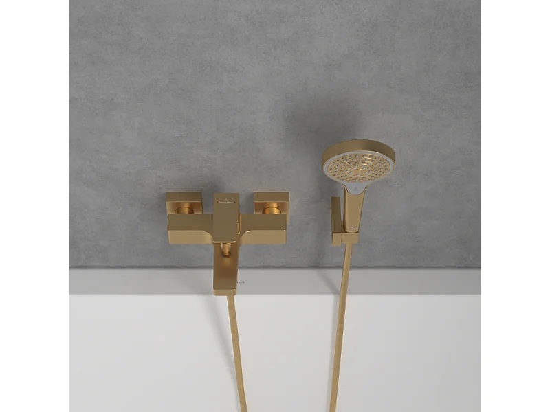 Mitigeur bain douche mécanique VILLEROY ET BOCH Architectura Square Or brossé