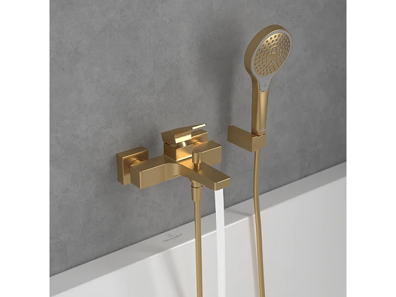 Mitigeur bain douche mécanique VILLEROY ET BOCH Architectura Square Or brossé