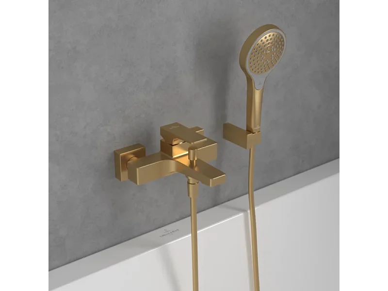 Mitigeur bain douche mécanique VILLEROY ET BOCH Architectura Square Or brossé