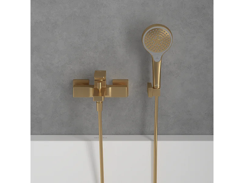 Mitigeur bain douche mécanique VILLEROY ET BOCH Architectura Square Or brossé