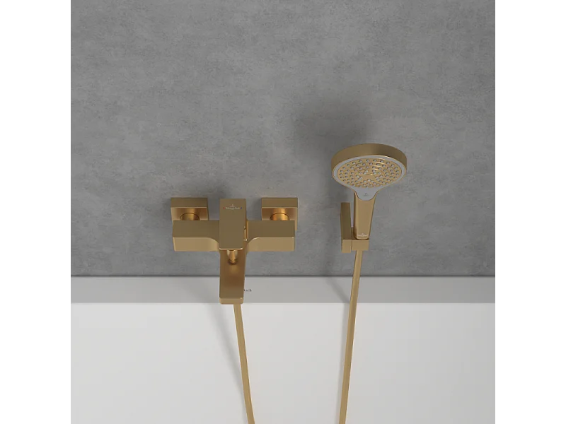 Mitigeur bain douche mécanique VILLEROY ET BOCH Architectura Square Or brossé