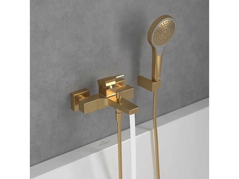 Mitigeur bain douche mécanique VILLEROY ET BOCH Architectura Square Or brossé