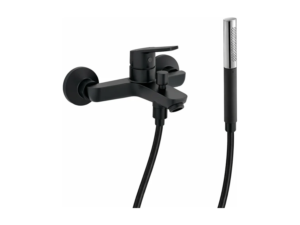 JACOB DELAFON Douchette stick Shift Ellipse noir et chrome avec mitigeur bain douche et flexible lisse anti-torsion Noir