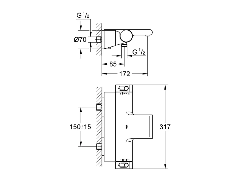 Robinet bain thermostatique GROHE avec tablette Grohtherm 2000