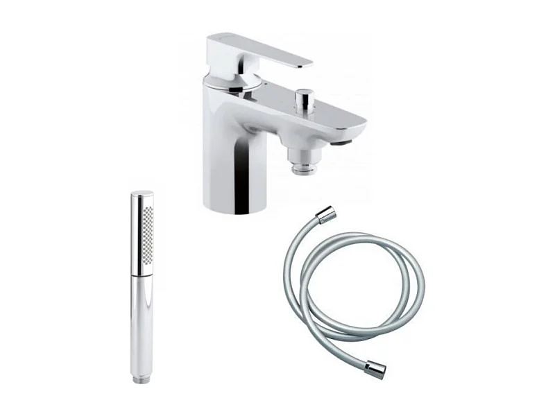 Mitigeur baignoire monotrou JACOB DELAFON Aleo+ + douchette 2 jets Shift Ellipse + flexible 1,6m chromé