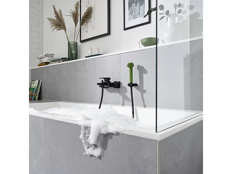Mitigeur bain douche Ecostat E HANSGROHE + pommeau Jocolino crocodile + flexible Isiflex 160 cm