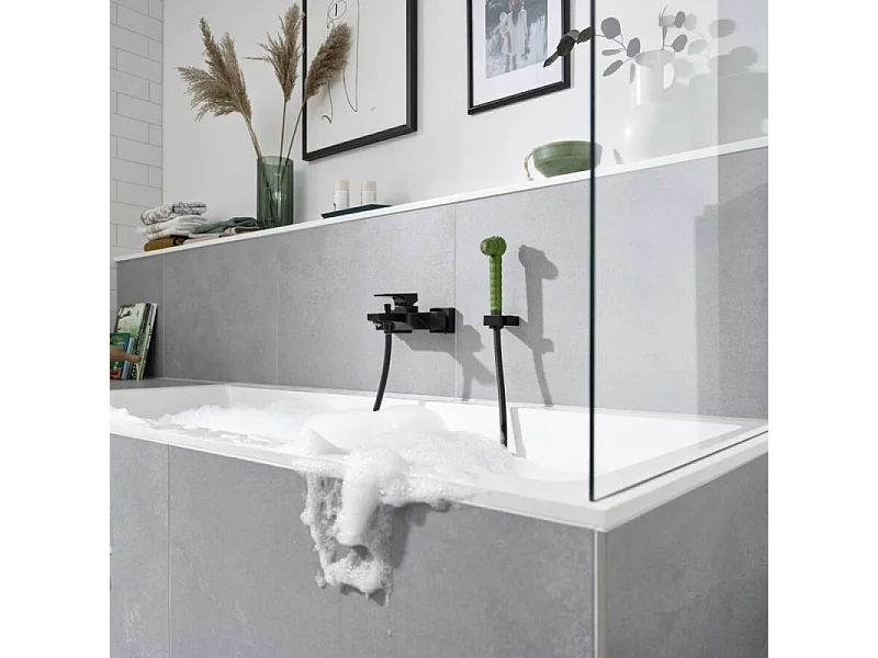 Mitigeur bain douche Ecostat E HANSGROHE + pommeau Jocolino crocodile + flexible Isiflex 160 cm