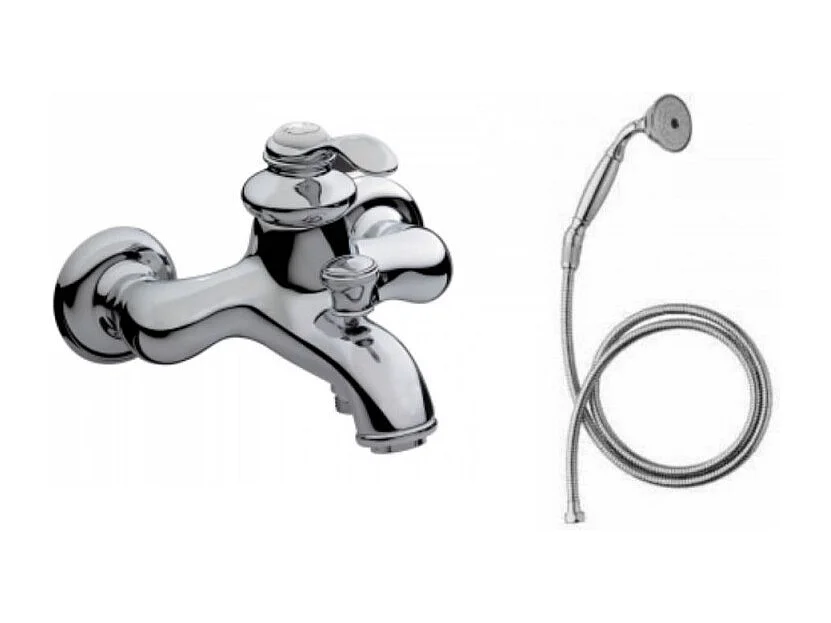 Jacob Delafon - Ensemble Mitigeur Bain Douche mécanique mural avec douchette et flexible Fairfax