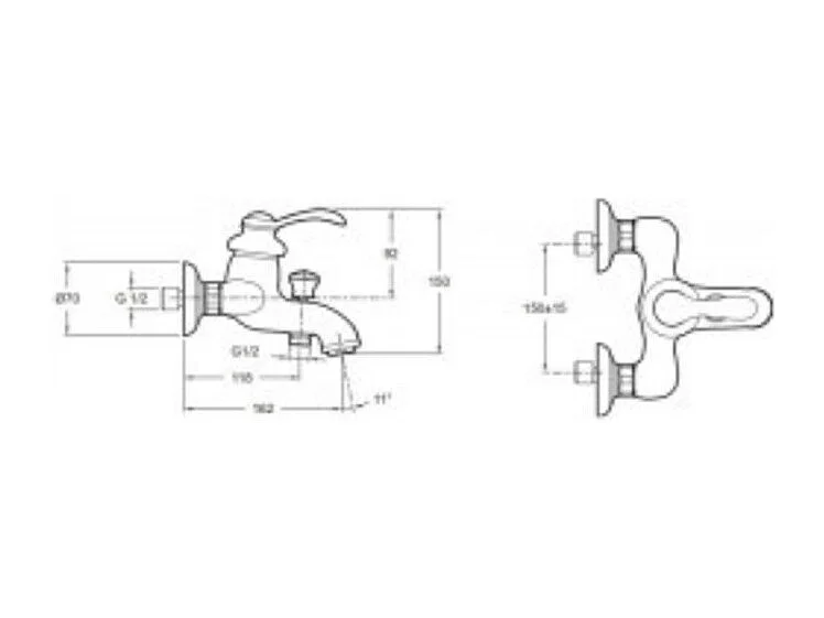 Jacob Delafon - Ensemble Mitigeur Bain Douche mécanique mural avec douchette et flexible Fairfax