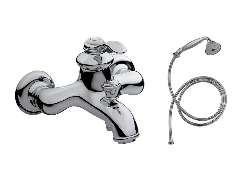 Jacob Delafon - Ensemble Mitigeur Bain Douche mécanique mural avec douchette et flexible Fairfax