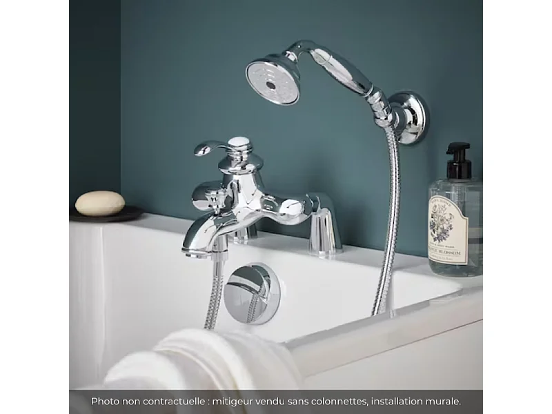 Jacob Delafon - Ensemble Mitigeur Bain Douche mécanique mural avec douchette et flexible Fairfax