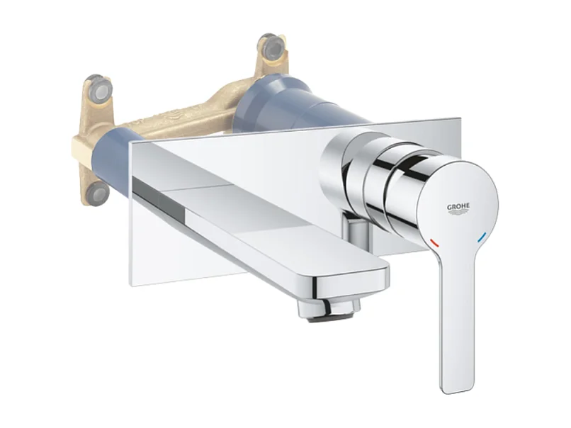 Robinet lavabo mural GROHE Lineare M Chromé + corps encastré