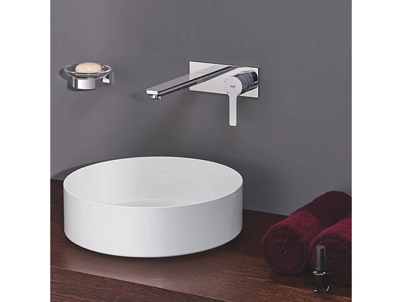 Robinet lavabo mural GROHE Lineare M Chromé + corps encastré