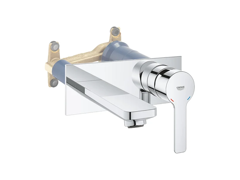 Robinet lavabo mural GROHE Lineare M Chromé + corps encastré