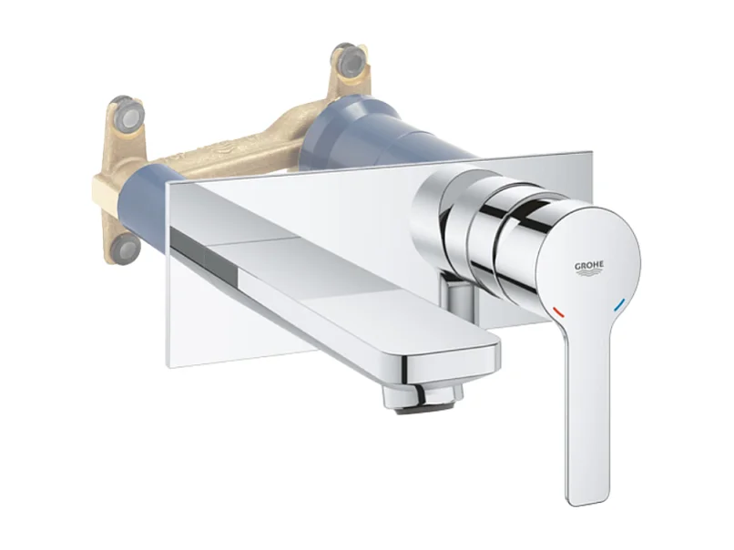 Robinet lavabo mural GROHE Lineare M Chromé + corps encastré