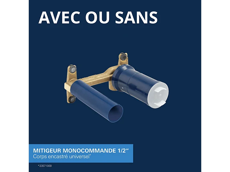 Lot de 2 mitigeurs lavabo mural GROHE Essence 2 trous L Chromé + corps encastré