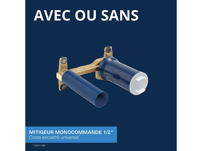 Lot de 2 mitigeurs lavabo mural GROHE Essence 2 trous L Chromé + corps encastré