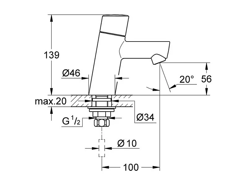 GROHE Mitigeur lave-mains Concetto taille XS