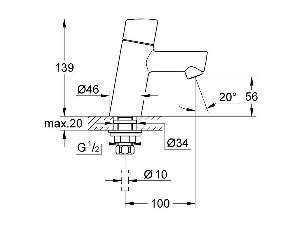GROHE Mitigeur lave-mains Concetto taille XS